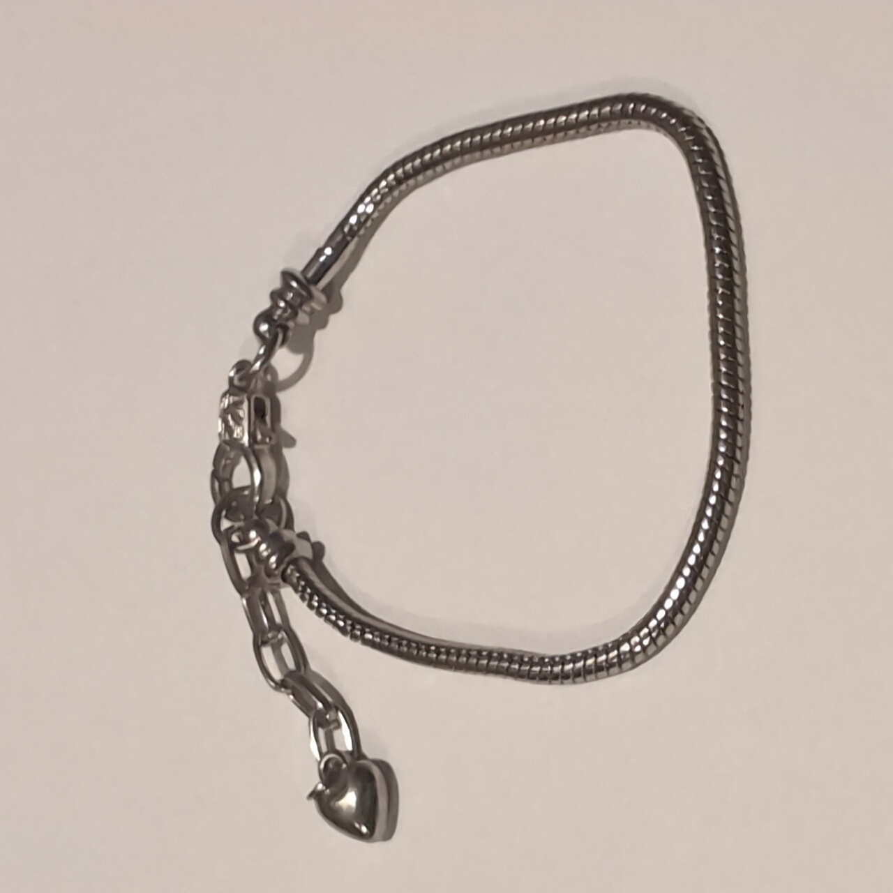 Silver Plated Pandora Style Snake Screw End Lobster Claw Clasp Charm Bracelet 13$